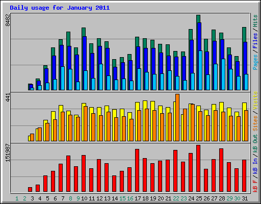 Daily usage for January 2011
