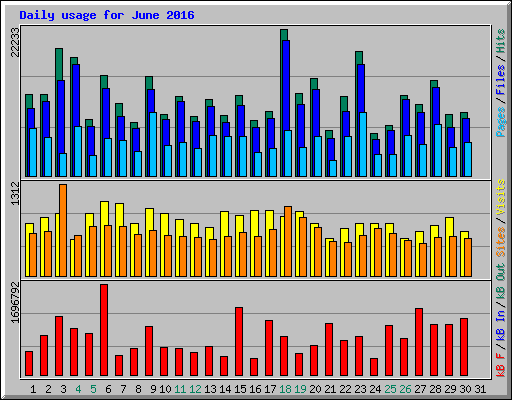 Daily usage for June 2016