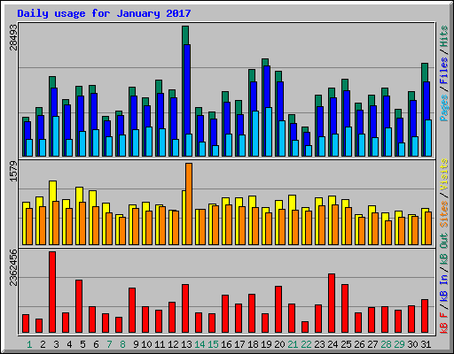 Daily usage for January 2017