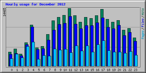 Hourly usage for December 2012