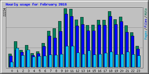 Hourly usage for February 2016