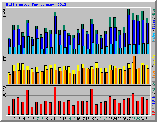 Daily usage for January 2012