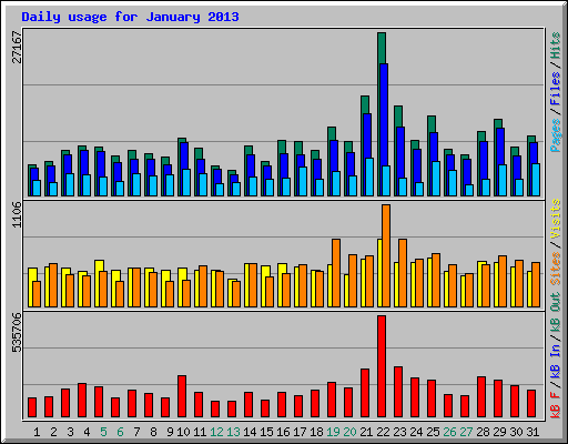 Daily usage for January 2013