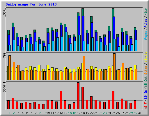 Daily usage for June 2013