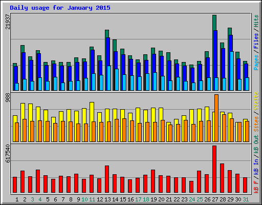 Daily usage for January 2015