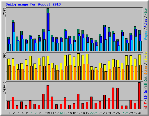 Daily usage for August 2016