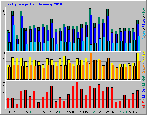 Daily usage for January 2018
