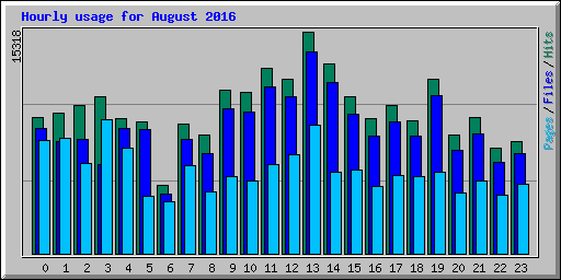 Hourly usage for August 2016