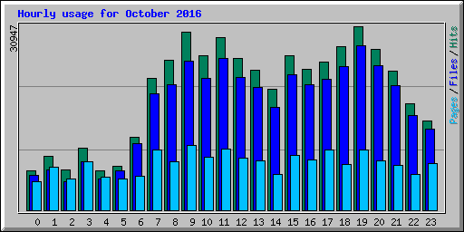 Hourly usage for October 2016